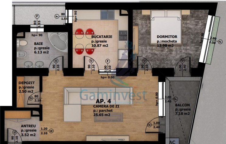 Apartament cu 2 camere de vanzare, bloc nou, semicentral, Oradea